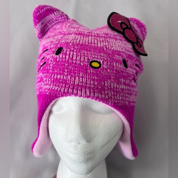 Hello Kitty Mittens Hat Girls Pink Cat Hat/cap - Picture 1 of 11
